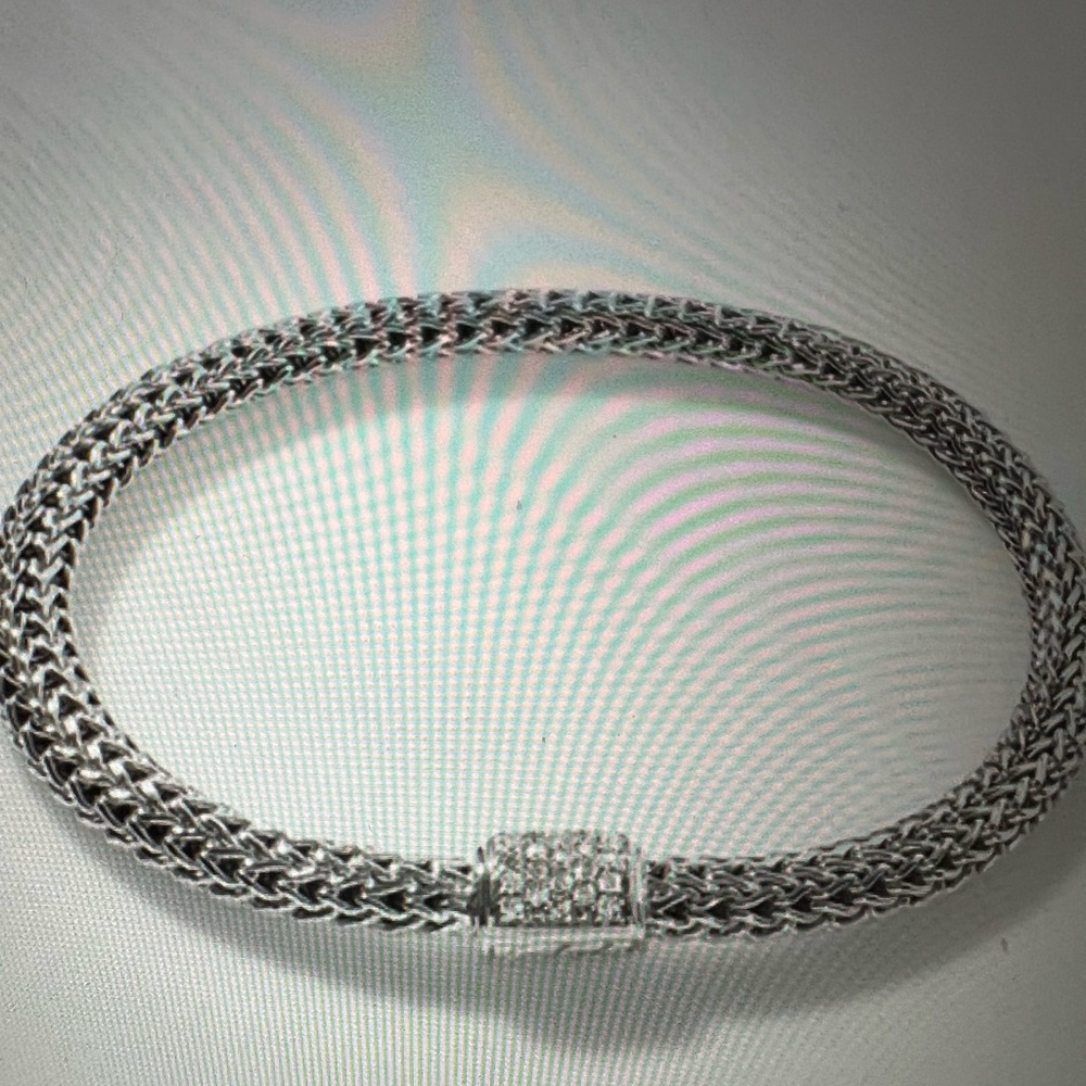 John Hardy Woven Bracelet with Diamond Clasp